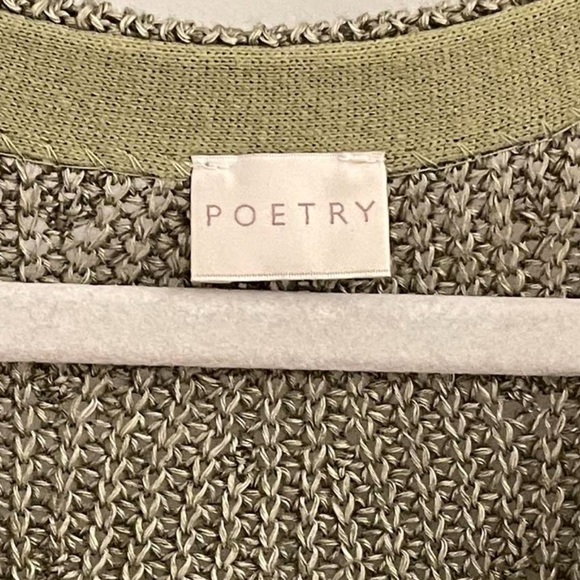 Poetry Linen Knit Top Large 12 / 14 Olive Green - Picture 4 of 5